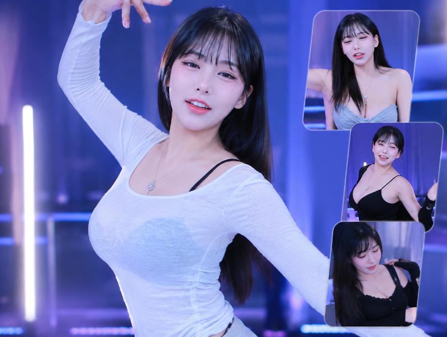 智贤2025年7月Sooplive舞蹈片段,蓝紫直播间里的轻快节奏感