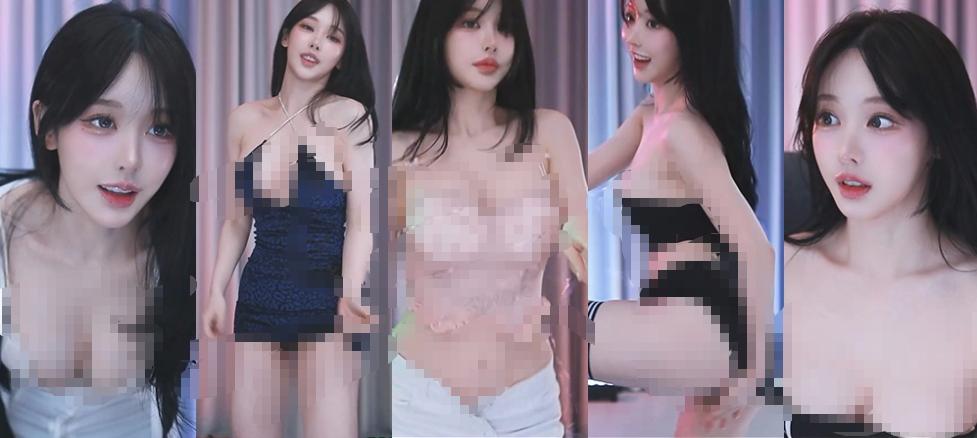 秀吉(tnwl9630)Sooplive25年7月舞蹈,42段粉灰窗帘镜头里的三色造型很少见