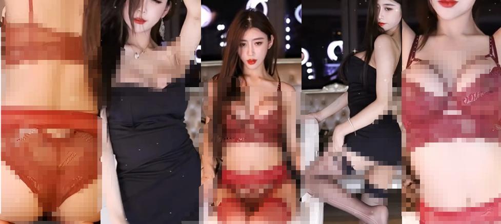 虎牙直播长腿兮兮定制舞蹈短片,8分37秒红黑夜景版本很有识别度