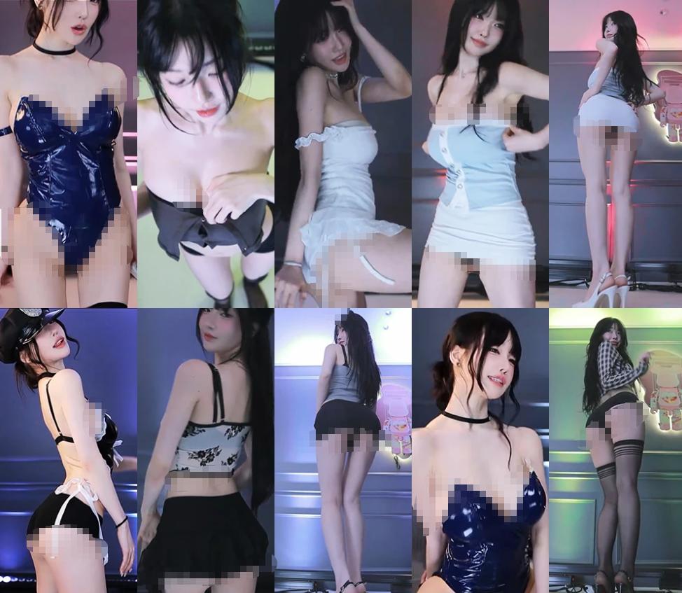 果汁世妍这42段Sooplive热舞,蓝色亮面装和舞台灯带很有辨识度