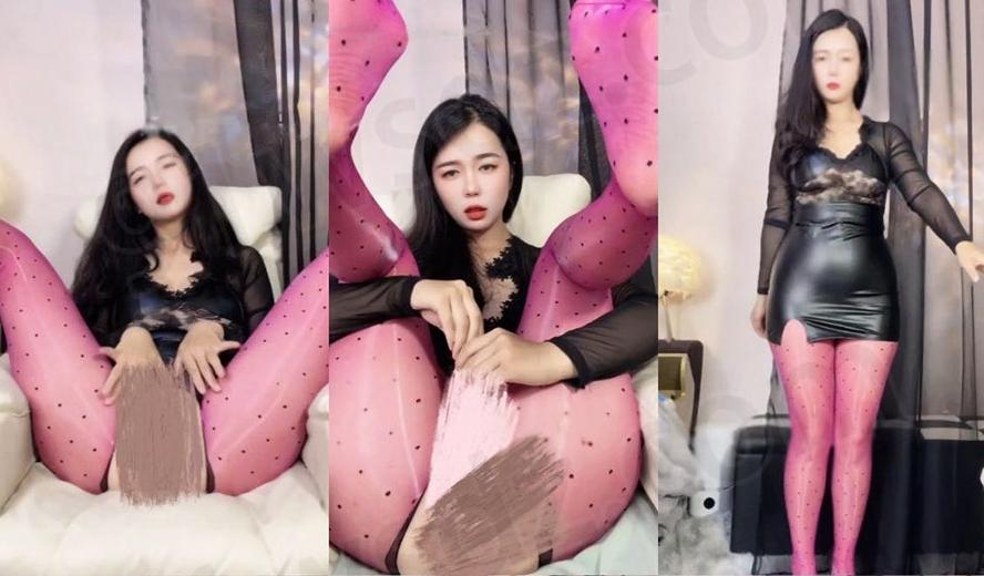 快手梦梦睡不醒黑色短裙舞蹈片段,粉色丝袜造型很有辨识度