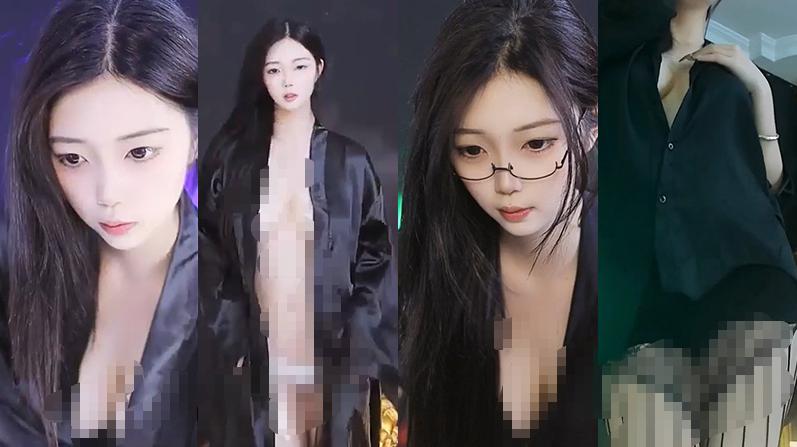 虎牙直播UU付费定制热舞,2段黑色睡裙穿搭近景很抓眼