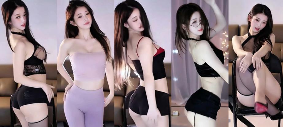 斗鱼直播小淼/小软软精选舞蹈9段,彩条针织和黑色短裙都好看