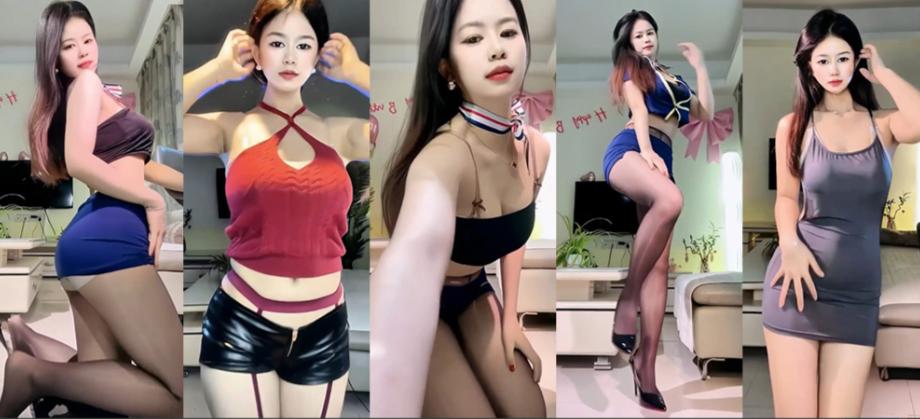 快手肉桃儿定制热舞,5段短裙连衣裙造型够亮眼
