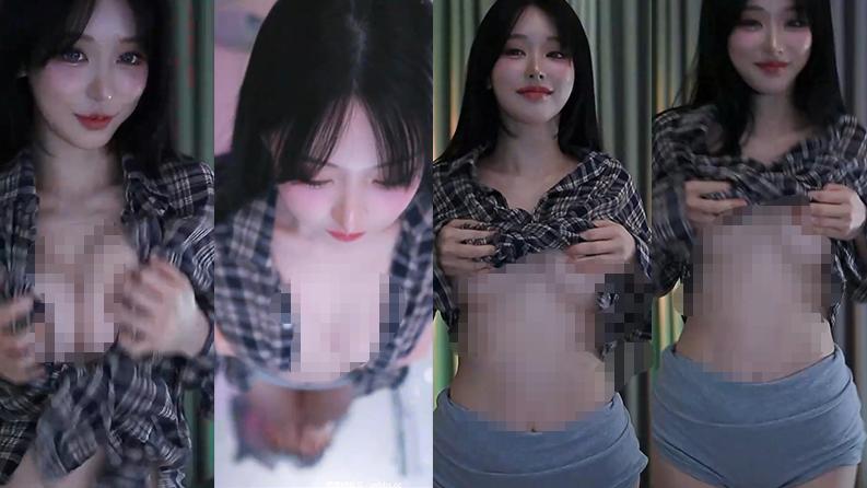秀吉Sooplive精选热舞，3段格纹衬衫近景和身材线条很抓眼