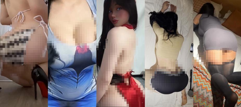 抖音霸王龙女孩付费定制27段,多套室内造型画面很大胆