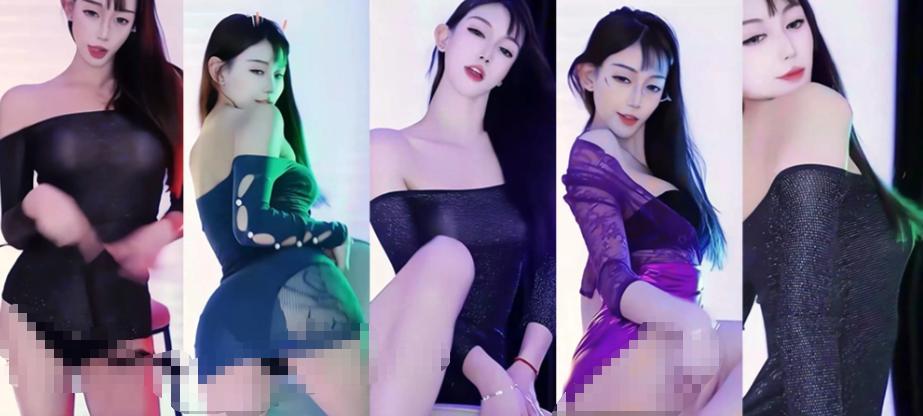 蛋挞乐嗨直播精选舞蹈,9段包臀裙和红黑造型很抓眼