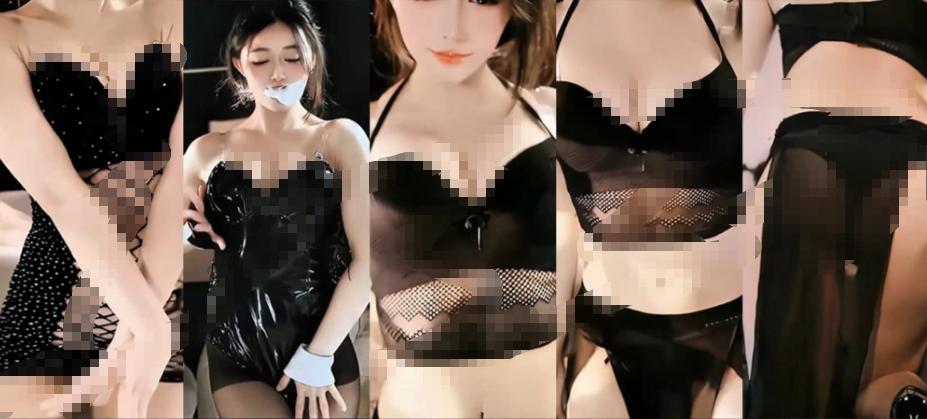 漂漂主播语珊定制热舞,4段黑色系造型一段比一段更集中