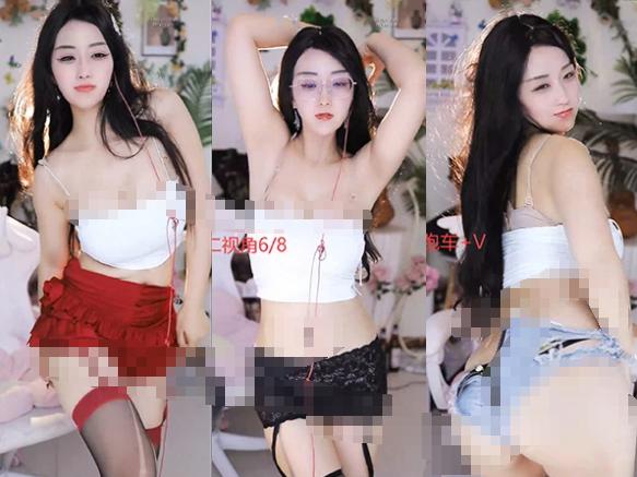 乐嗨湿湿的蝴蝶直播整活热舞,吊带短裙和近景互动都比较有看点