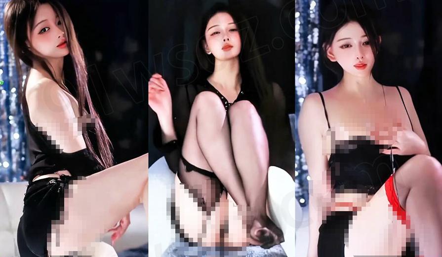 来秀椿儿黑色造型热舞片段,冷光背景里的短视频舞蹈表现