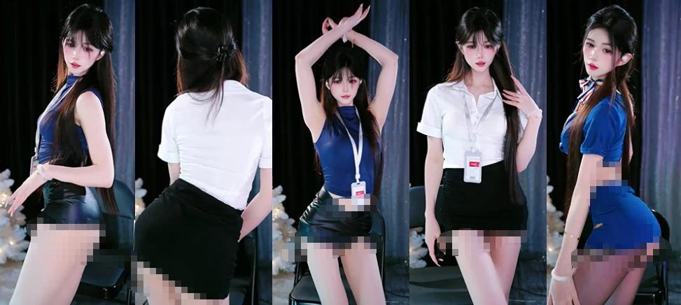 来秀小美yo 8段直播舞蹈,蓝色套装与白衬衫轮换出镜