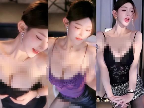 VV星球希希子7段舞蹈剪辑,紫黑造型撑起轻熟镜头氛围