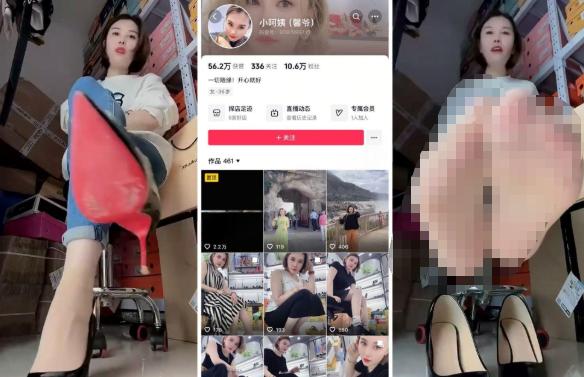 抖音小阿姨馨爷鞋店互动片段,低视角记录多款鞋履展示