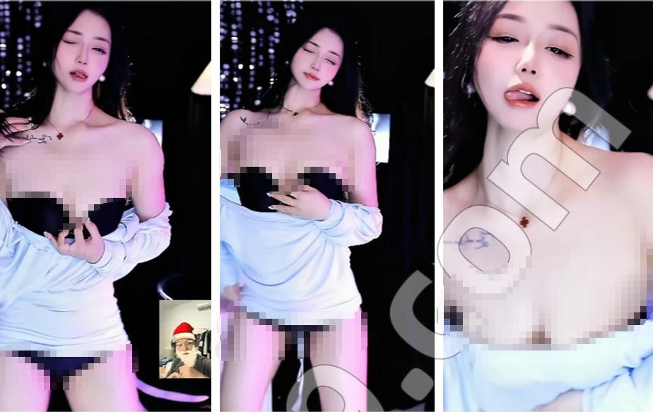 小心心热舞心儿直播舞蹈片段，浅蓝造型下的暗光近景氛围