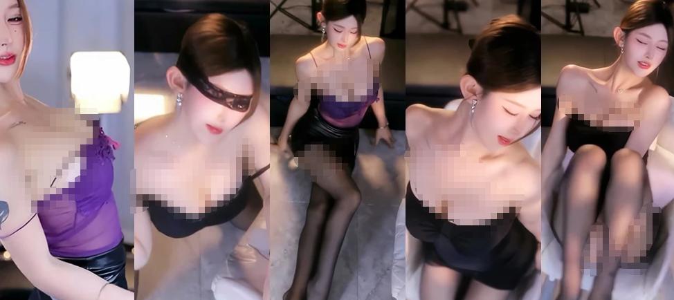 VV星球希希子7段舞蹈剪辑,紫黑造型撑起轻熟镜头氛围