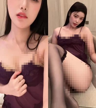 抖音圈圈吖自拍短视频,深紫造型与暖色室内镜头