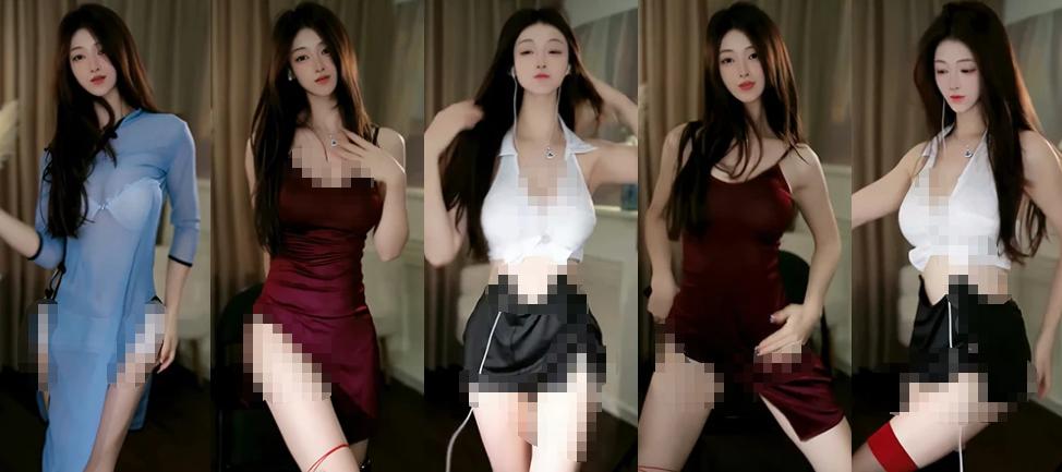 来秀主播花有有舞蹈合集三,酒红与浅蓝造型各有韵味